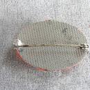 1930s Coral Celluloid Chrysanthemum Pin Prong Set Chrome
