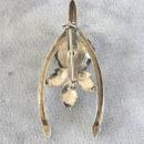Wishbone Silver Brooch Pin Flower Rhinestone Vintage