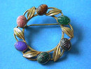 Van Dell Scarabs Pin Gold Filled Stones Nice!