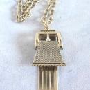 Whiting Davis Buckle Pendant Necklace Fringe Beautiful Vintage Gold Tone