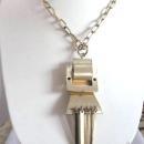 Whiting Davis Buckle Pendant Necklace Fringe Beautiful Vintage Gold Tone
