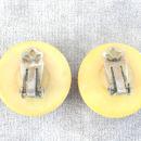 Old Resin Earrings Green Rhinestones Inset Button Style Vintage Chunky