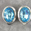 Electric Blue Earrings Rhinestones Vintage Large Gorgeous