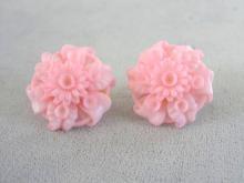 Early Plastic Earrings Pink Molded Adjustable Screw Backs Vintage