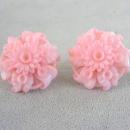 Early Plastic Earrings Pink Molded Adjustable Screw Backs Vintage