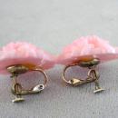Early Plastic Earrings Pink Molded Adjustable Screw Backs Vintage