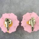 Early Plastic Earrings Pink Molded Adjustable Screw Backs Vintage