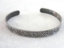 Signed Decorated Cuff Sterling Silver Bangle Bracelet Vintage