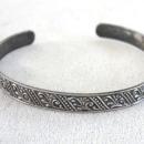 Signed Decorated Cuff Sterling Silver Bangle Bracelet Vintage