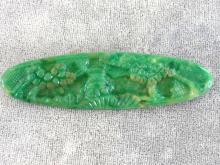 Art Deco Celluloid Pin Resin Mottled Green Vintage