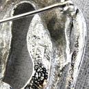 Panther Branch Brooch Pin Silver Tone Leopard Cat Green Eyes Signed