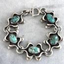 Spider Web Turquoise Bracelet Vintage Signed Handmade Sterling Fabulous
