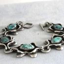 Spider Web Turquoise Bracelet Vintage Signed Handmade Sterling Fabulous