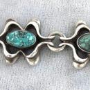 Spider Web Turquoise Bracelet Vintage Signed Handmade Sterling Fabulous