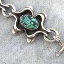 Spider Web Turquoise Bracelet Vintage Signed Handmade Sterling Fabulous