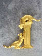 JJ Cat Pin Column Playing Matte Vintage Brooch Large