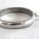 Etched Silver Tone Bangle Bracelet Hinged Locking Safety Chain Beautiful