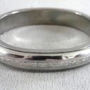 Etched Silver Tone Bangle Bracelet Hinged Locking Safety Chain Beautiful