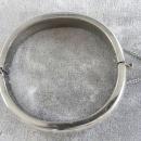 Etched Silver Tone Bangle Bracelet Hinged Locking Safety Chain Beautiful
