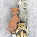 3 Cats Pin 3 Toned Mixed Metals Large Signed Vintage