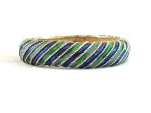 Enamel Locking Bangle,Vint,Blue/Green,Nice!