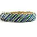 Enamel Locking Bangle,Vint,Blue/Green,Nice!