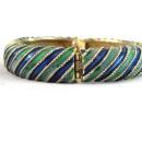 Enamel Locking Bangle,Vint,Blue/Green,Nice!