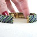 Enamel Locking Bangle,Vint,Blue/Green,Nice!