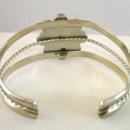 Signed Inlay Cuff Bracelet Alpaca Vintage Flower