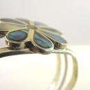 Signed Inlay Cuff Bracelet Alpaca Vintage Flower
