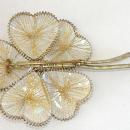Wire Flower Pin Spun Heart Shape Petals Handmade Gold Tone Vintage