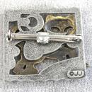 Cat Mouse Pin Signed JJ Two Tone