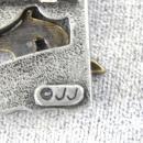Cat Mouse Pin Signed JJ Two Tone