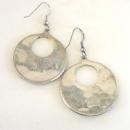 Turquoise Flower Earrings Signed Inlay Mother of Pearl Vintage Alpaca