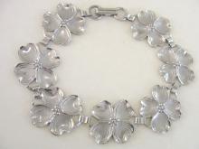 Sterling Dogwood Bracelet Flower Silver Signed Beau Vintage