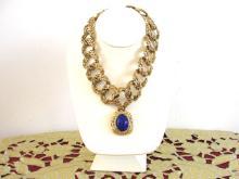 Fabulous Signed Necklace CRAFT Chunky Blue Vintage