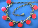 Coral Thermoset Necklace,Pink/Org,Plastic,Vintage