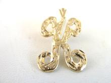 Initial K Pendant Diamond Cut 14K Gold Piercing