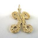 Initial K Pendant Diamond Cut 14K Gold Piercing
