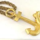Hattie Carnegie Necklace Large Anchor Pendant Vintage Fish