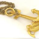 Hattie Carnegie Necklace Large Anchor Pendant Vintage Fish