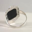 Signed Marcasite Onyx Ring Black Sterling Silver Vintage Deco