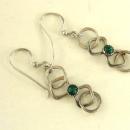 Malachite Sterling Earrings Pierced Silver Geometric Studio Vintage Handmade