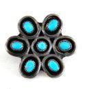 Turquoise Sterling Pin Cabochons Native American Silver Vintage