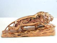 Bronzed Lion Figure Sculpture Vintage Heavy Statue
