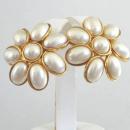 Fabulous Faux Pearl Earrings Signed Large Vintage