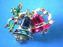 Christmas Bells Pin,Enamel,R/S,Vintage,Fab!