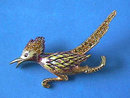 Glitzy Road Runner Pin,Enamels,R/Ss,Vint,Signed
