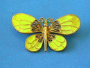 Enamel Butterfly Pin,Yellow,Vintage