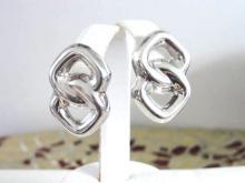 Sterling Infinity Earrings Signed Hollow Pierced Large Vintage